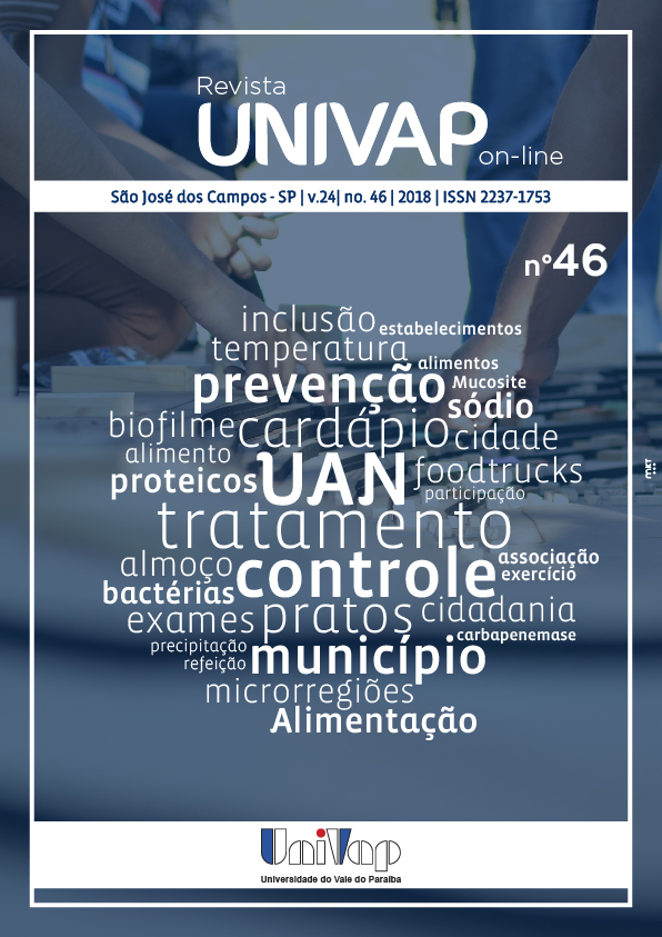 					Visualizar v. 24 n. 46 (2018): Revista Univap online / ISSN 2237-1753
				